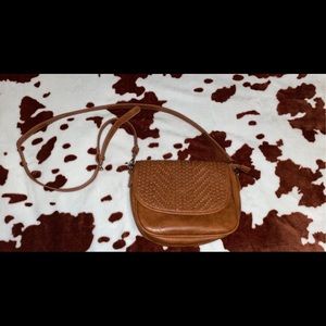 brown leather crossbody purse, perfect condition